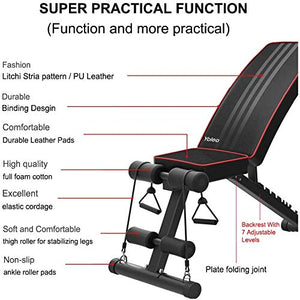 Yoleo Adjustable Weight Bench - Utility Weight Benches for Full Body Workout, Foldable Flat/Incline/Decline FID Bench Press for Home Gym