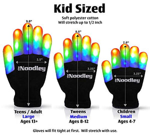 The Noodley Kids Toys for Boys LED Light Up Gloves Sensory Toy for Autistic Children Cosplay Halloween Costume Stocking Stuffers Ages 4 5 6 7 (Small, Black)