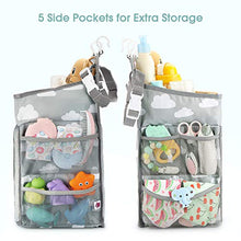 Load image into Gallery viewer, Hanging Diaper Caddy Organizer - Diaper Stacker for Changing Table, Crib, Playard or Wall &amp; Nursery Organization Baby Shower Gifts for Newborn (Gray Cloud)

