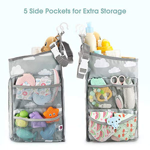 Hanging Diaper Caddy Organizer - Diaper Stacker for Changing Table, Crib, Playard or Wall & Nursery Organization Baby Shower Gifts for Newborn (Gray Cloud)