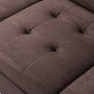 Sectional Sofa Sets with Chaise Lounge and Ottoman Storage 3-Seat Sofa Couch for Living Room Furniture (Red Brown)