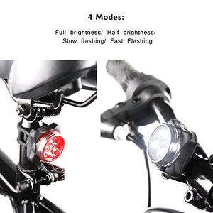 Ascher USB Rechargeable Bike Light Set,Super Bright Front Headlight and Rear LED Bicycle Light,650mah Lithium Battery,4 Light Mode Options(2 USB cables and 4 Strap Included)