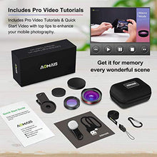 Load image into Gallery viewer, Phone Camera Lens, AOMAIS Pro Camera Lens Kit Compatible with iPhone/Samsung/Google Pixel etc, Macro and Wide Angle Lens with LED Light, Quick-Release Lanyard &amp; Travel Case
