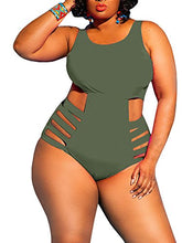 Load image into Gallery viewer, Yskkt Womens One Piece Plus Size Swimwear Swimsuits Sexy High Waisted Tummy Control Swim Bathing Monokini Army Green
