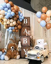 Load image into Gallery viewer, 146PCS Brown Nude Coffee Blue Boho Balloons Balloon Garland Arch Kit, Safari Wild One Teddy Bear We Can Bearly Wait Baby Shower Gender Reveal Birthday Theme Party Decorations for Boys Boy Girl
