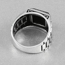 Load image into Gallery viewer, Chimoda Mens Solitaire Silver Rings 925 Sterling Men&#39;s Jewelry with Black Onyx Stone (10)
