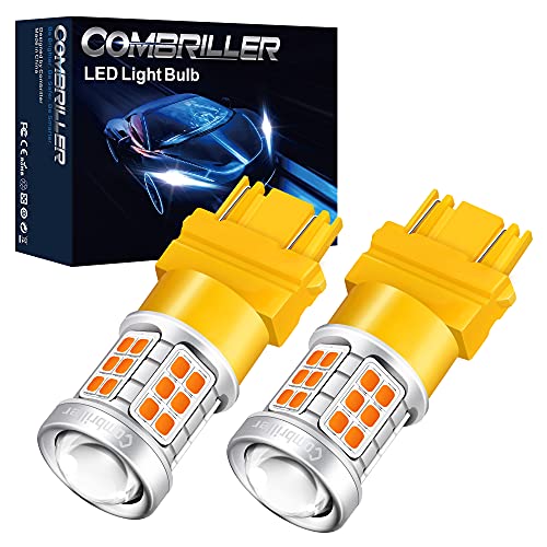 Combriller 3157 LED Bulb Amber Yellow Super Bright, 3056 3156 3057 3157 led bulb for led reverse lights turn signal bulb brake light bulb tail light bulb parking light bulb, pack of 2