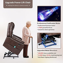 Load image into Gallery viewer, Vicluke Breath Leather Power Lift Recliner Chair with Massage and Heat for Elderly, Electric Recliner Chair with Side Pocket, USB Port for Living Room (Coffee)
