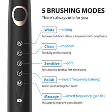 Load image into Gallery viewer, Electric Toothbrush - Dentist Recommended Smart Sonic Toothbrush with 5 Modes, 8 Dupont Brush Heads &amp; Travel Case Included, USB Fast Charging, Black
