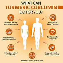 Load image into Gallery viewer, Organic Turmeric Curcumin Supplement 1500mg with BioPerine | 95% Standardized Curcuminoid Extract &amp; Organic Root Powder with Piperine Black Pepper Fruit (10mg), 120 Vegetarian Capsules
