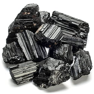 KALIFANO Black Tourmaline Bundle with Calming and Purification Energy - AAA+ Grade Brazilian Turmalina Negra Schorl Reiki Healing Crystal Used for Protection and Security (Information Card Included)