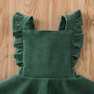 Karuedoo Baby Girls Velvet Suspender Skirt Infant Toddler Ruffled Casual Strap Sundress Summer Outfit Clothes (2-3T, Green 2(Velvet))