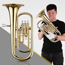 Load image into Gallery viewer, Brass B Flat Baritone Bb Wind Instrument Gold Lacquer Surface with Carry Case Mouthpiece Gloves Cleaning Cloth Trumpet Set
