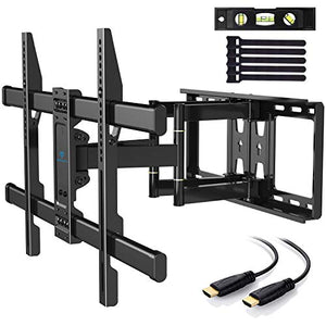 PERLESMITH TV Wall Mount Bracket Full Motion Dual Articulating Arm for Most 37-70 Inch LED, LCD, OLED, Flat Curved TVs up to 132lbs VESA 600×400 with Tilt, Swivel and Rotation - PSLFK1