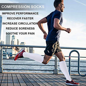 Compression Socks for Women and Men(1/3 Pairs)-Best for Running,Nursing,Circulation,Recovery & Travel (White - 3 Pairs, Large/X-Large)