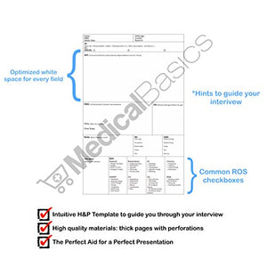 H&P Notebook - Medical History and Physical Notebook, 100 Medical templates with Perforations