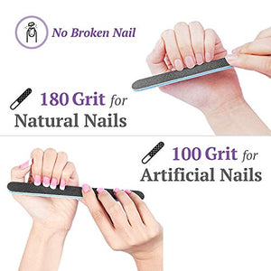 Nail Files and Buffer, TsMADDTs Professional Manicure Tools Kit Rectangular Art Care Buffer Block Tools 100/180 Grit 12Pcs/Pa(Black)