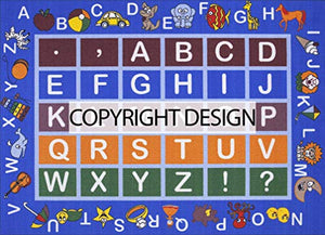 Ottomanson Jenny Collection Kids' Non-slip Educational Alphabet Design Area Rug , 8'2" X 9'10", Multicolor