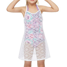 Load image into Gallery viewer, CinCili Girls Swim Cover Ups Beach Crochet Mesh Crossback Swimsuits Cover Up Dress for Girls 4-12 Years (S, baise)
