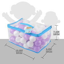 Load image into Gallery viewer, Lightaling 100pcs White &amp; Purple Ocean Balls &amp; Pit Balls Soft Plastic Phthalate &amp; BPA Free Crush Proof - Reusable and Durable Storage Mesh Bag with Zipper
