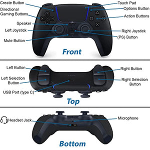 Midnight Black Sony DualSense Wireless PS5 Controller for Playstation 5, Bundled with PS5 Controller Skin Voucher & PremGear Cleaning Cloth