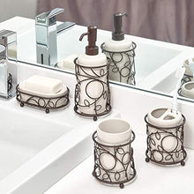 Load image into Gallery viewer, iDesign Twigz Ceramic Toothbrush Holder Stand for Bathroom, Vanity Countertops in Master, Guest, and Kids&#39; Bathrooms, 3.7&quot; x 3.7&quot; x 4.1&quot;, Vanilla and Bronze
