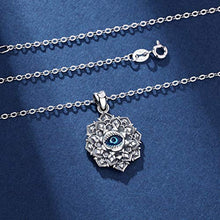 Load image into Gallery viewer, EUDORA Good Luck Blue Evil Eye Vintage Sterling Silver Necklace Pendant, Gift for Women Girl, 18 inch Chain

