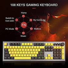 Load image into Gallery viewer, Mechanical Gaming Keyboard, PowerLead Wired Keyboard Rainbow RGB Backlit with Detachable Leather Wrist Rest, Programmable Settings with N-Key Flip, for Windows PC/MAC Games (104 Keys, Blue Switch)
