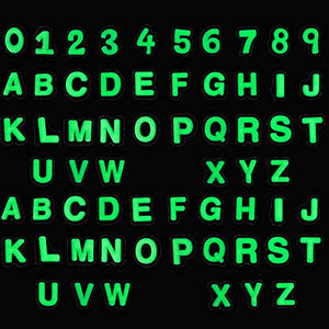 Kinear 62Pcs Glow in Dark Cool Letters and Numbers Shoes Charms for Shoes Bands Bracelet Wristband Helloween Party Gifts