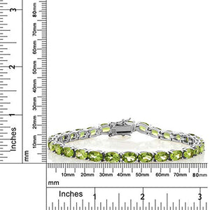 Gem Stone King 925 Sterling Silver Peridot Gemstone Birthstone Women's Tennis Bracelet, 12.00 Cttw Jewelry 7 Inch