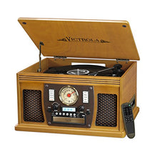 Load image into Gallery viewer, Victrola 8-in-1 Bluetooth Record Player &amp; Multimedia Center, Built-in Stereo Speakers - Turntable, Wireless Music Streaming, Real Wood | Oak
