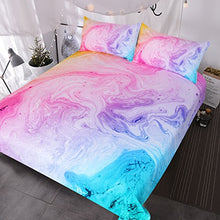 Load image into Gallery viewer, BlessLiving Colorful Marble Bedding Tie Dye Pastel Pink Comforter Cover for Teenage Girls Colorful Purple Blue Duvet Cover Set Marble Abstract Art Bed Set 3 Piece Bright Girly Bedspreads (Full)
