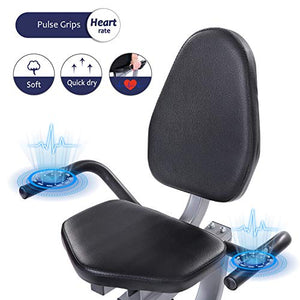 MaxKare Recumbent Exercise Bike Indoor Cycling Stationary Bike with Adjustable Seat and Resistance, Pulse Monitor/Phone Holder (Seat Height Adjustment by Lever)