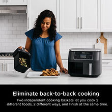 Load image into Gallery viewer, Ninja DZ201 Foodi 8 Quart 6-in-1 DualZone 2-Basket Air Fryer with 2 Independent Frying Baskets, Match Cook &amp; Smart Finish to Roast, Broil, Dehydrate &amp; More for Quick, Easy Meals, Grey
