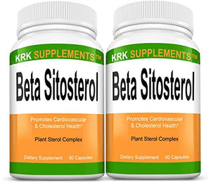 2 Bottles Beta Sitosterol 800mg Per Serving 180 Total Capsules Prostate Support KRK Supplements