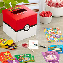 Load image into Gallery viewer, Hallmark Valentines Day Cards for Kids and Mailbox for Classroom Exchange, Pokémon (1 Box, 32 Valentine Cards, 35 Stickers, 1 Teacher Card)
