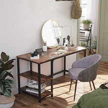 Load image into Gallery viewer, VASAGLE Computer Desk, 55-Inch Writing Desk, with 2 Shelves on Left or Right, Stable Steel Frame, Easy Assembly, Rustic Brown and Black ULWD55X
