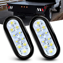 Load image into Gallery viewer, Nilight - TL-09 6 Inch Oval White LED Trailer Tail Lights 2PCS 10 LED w/Flush Mount Grommets Plugs IP67 Waterproof Reverse/Back Up Trailer Lights for RV Truck Jeep, 2 Years Warranty
