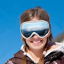 Load image into Gallery viewer, ZIONOR Lagopus Ski Snowboard Goggles UV Protection Anti fog Snow Goggles for Men Women Adult Youth VLT 8.6% White Frame Silver Lens

