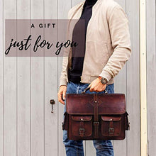 Load image into Gallery viewer, Vintage Leather Laptop Bags for Men Full Grain Large Leather Messenger bag for men 18 inches with rustic look Best leather briefcase by Hulsh
