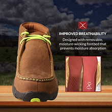 Load image into Gallery viewer, Twisted X Men's Steel Toe Chukka Driving Moc - Handcrafted Leather Safety Toe Shoes with Slip Resistant Outsole - Comfortable, Durable, and Stylish Lace-Up Boots, Distressed Saddle &amp; Yellow, 8.5 M
