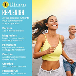 KEY NUTRIENTS Electrolytes Powder No Sugar - Refreshing Lemonade Electrolyte Drink Mix - Hydration Powder - No Calories, Gluten Free - Powder and Packets (20, 40 or 90 Servings)