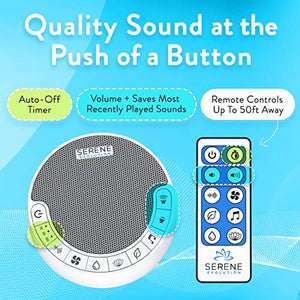 Serene Evolution White Noise Machine for Sleeping Adult or Baby with 70 Sounds | White Noise Machine for Office Privacy & Noise Cancelling | Sleep Sound Machine for Adults | Fan, Ocean, Rain Sounds
