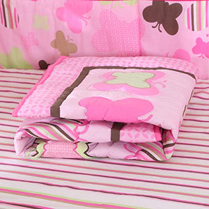 Wowelife Baby Pink Butterfly 7 Piece Baby Girl Bedding Crib Sets with Bumpers(Pink Butterfly)