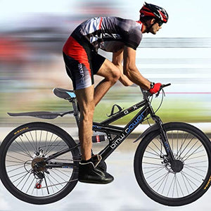 Adult Mountain Bikes 26 Inch Mountain Trail Bike High Carbon Steel Full Suspension MTB Speed Bicycles 6 Spoke 21 Speed Gears Dual Disc Brakes Outdoor Mountain Bicycle - US Stock