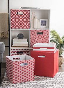 DII Hard Sided Collapsible Fabric Storage Container for Nursery, Offices, & Home Organization, (13x13x13") - Solid Rust