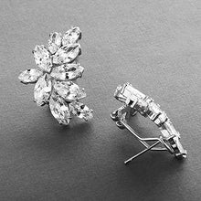 Load image into Gallery viewer, Mariell Cubic Zirconia Marquis-Cut Graceful Curved Cluster Bridal Wedding Earrings - Platinum Plated

