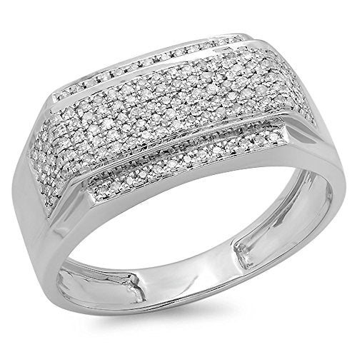 Dazzlingrock Collection 0.45 Carat (ctw) Sterling Silver White Diamond Men's Flashy Hip Hop Pinky Ring 1/2 CT, Size 9.5