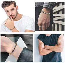 Load image into Gallery viewer, Jstyle 4Pcs Hematite Bead Bracelet for Men Women 8mm Tiger Eye Stone Beads Bracelet Elastic Natural Stone Bracelet Bangle
