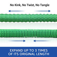 Load image into Gallery viewer, NGreen Expandable and Flexible Garden Hose - 25/50/75/100 Feet Strongest Triple Core Latex and Solid Brass Fittings Free Spray Nozzle 3/4 USA Standard Easy Storage Kink Free Water Hose (75 FT)

